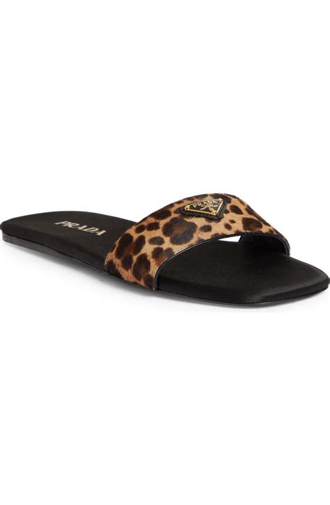 Prada Animal Print Genuine Calf Hair Slide Sandal (Women